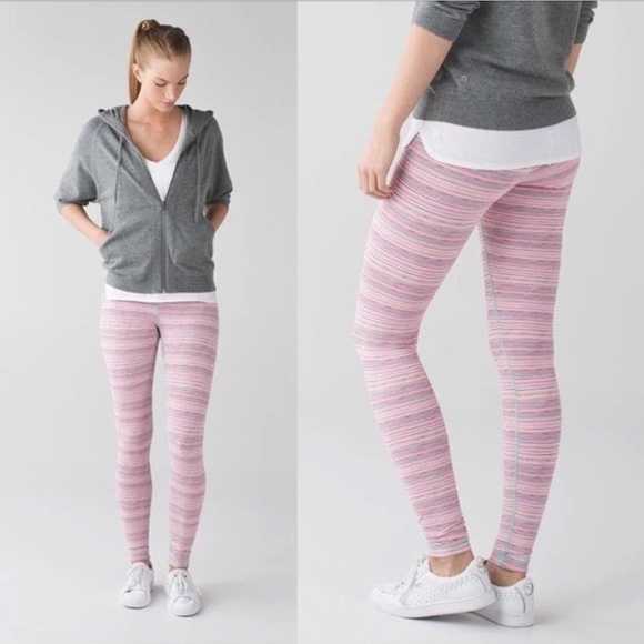LULULEMON Wunder Under Pant Luxtreme pink stripe leggings - Picture 7 of 7